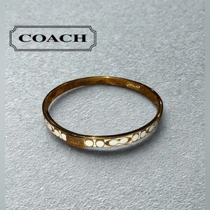 Coach Gold and White Signature Bangle Bracelet